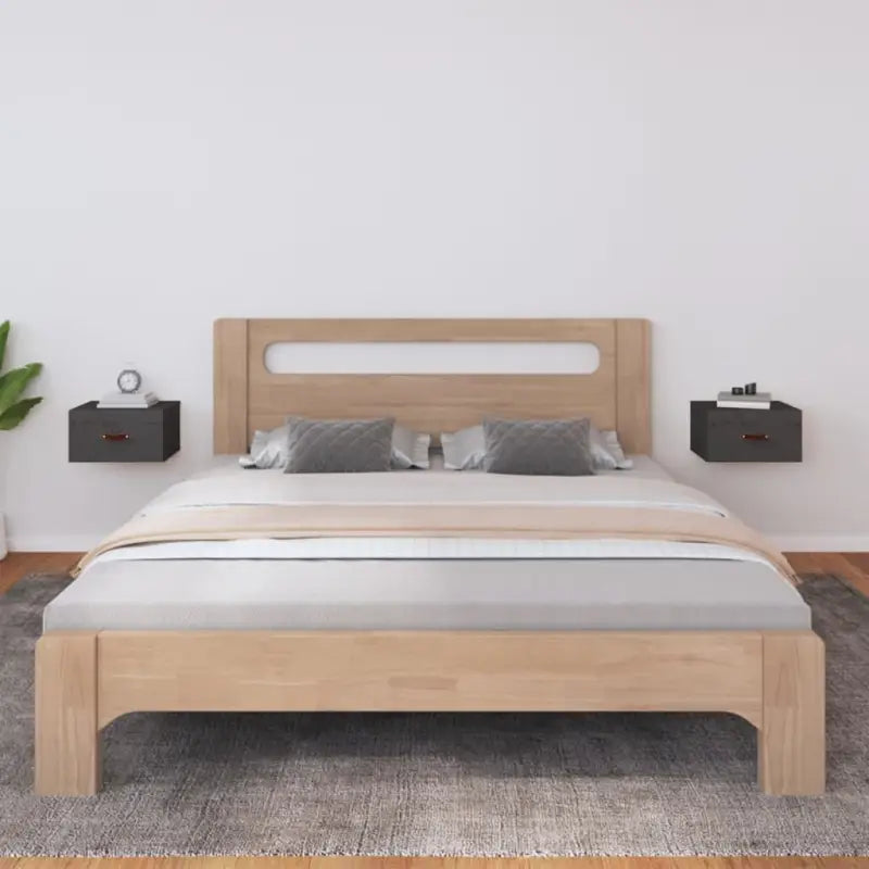 Wandgemonteerde opbergkasten van massief grenenhout met stabiel blad - Grijs / 2 - Opbergkasten & lockerkasten