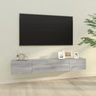 Wandgemonteerde TV-meubels van bewerkt hout met strak ontwerp - Grijs sonoma / 2 - Tv-meubels