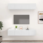 Wandgemonteerde Tv-meubels van bewerkt hout met strak ontwerp - Wit / 4 / 80 cm - Tv-meubels