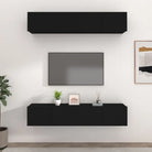 Wandgemonteerde Tv-meubels van bewerkt hout met strak ontwerp - Zwart / 4 / 80 cm - Tv-meubels