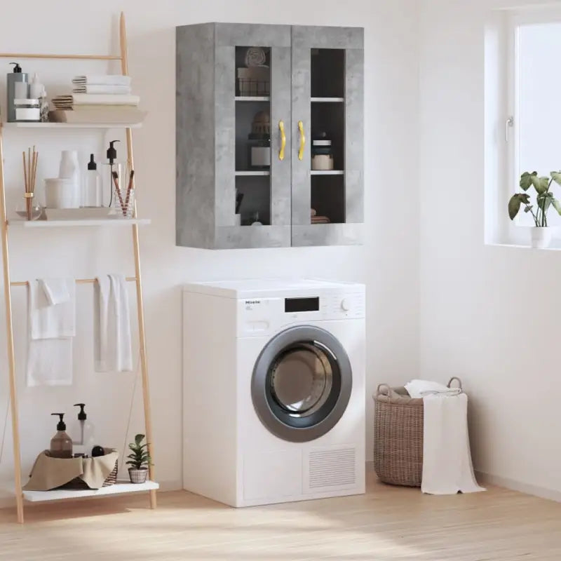 Wandkast in bewerkt hout met elegant en duurzaam ontwerp - Betongrijs / 1 - Dressoirs & buffetkasten