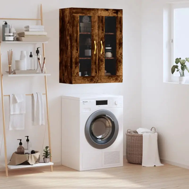 Wandkast in bewerkt hout met elegant en duurzaam ontwerp - Gerookt eiken / 1 - Dressoirs & buffetkasten