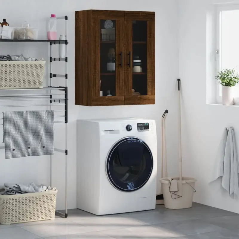 Wandkast met elegant ontwerp van bewerkt hout voor jouw interieur - bruin eikenkleur / 1 - Dressoirs & buffetkasten