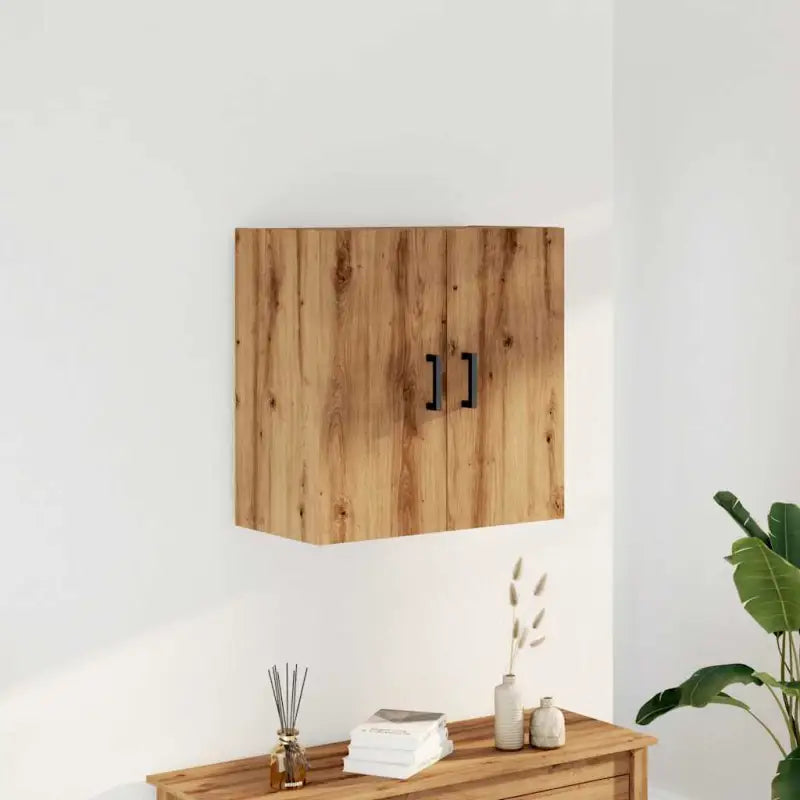Wandkast van bewerkt hout voor een decoratief en praktisch interieur - artisanaal eikenkleurig / 1 - Opbergkasten &