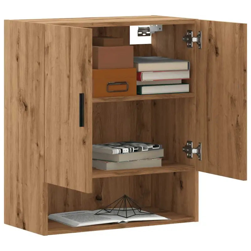 Wandkast van bewerkt hout voor stijl en functionaliteit in je interieur - artisanaal eikenkleurig / 1 - Opbergkasten &