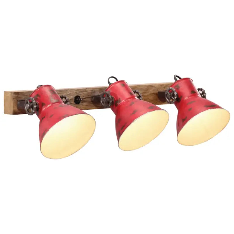 Wandlamp met zwarte afwerking en massief mangohout sfeerlicht - Rood / 1 / Recht - 3 lampenkappen - Lampen