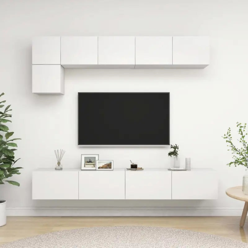 Wandmeubelset voor tv met ruime opbergruimte - Wit / 1 / 100 cm - Tv-meubels