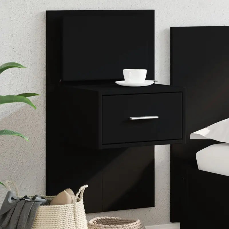 Wandnachtkastje met stevig tafelblad voor maximale ruimtebesparing - Zwart / 1 - Nachtkastjes