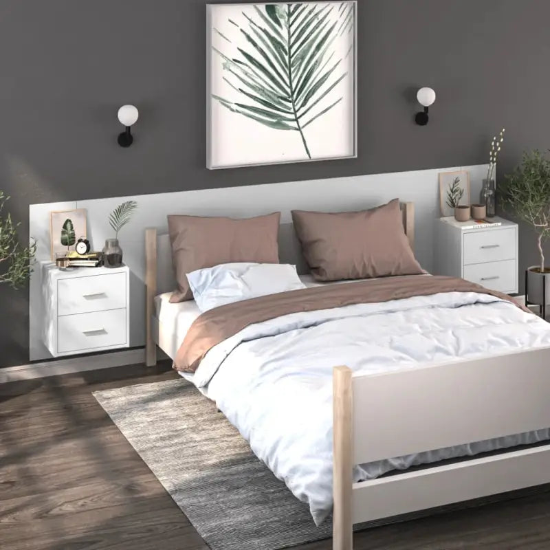 Wandnachttafeltje van bewerkt hout voor maximale slaapkamerspatie - Nachtkastjes