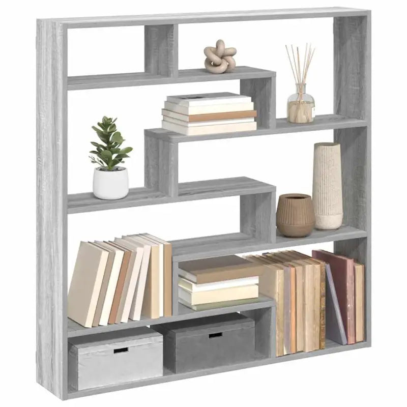 Wandplank met bewerkt hout voor decoratie en praktische opbergruimte - Grijs sonoma / 1 - Wandplanken