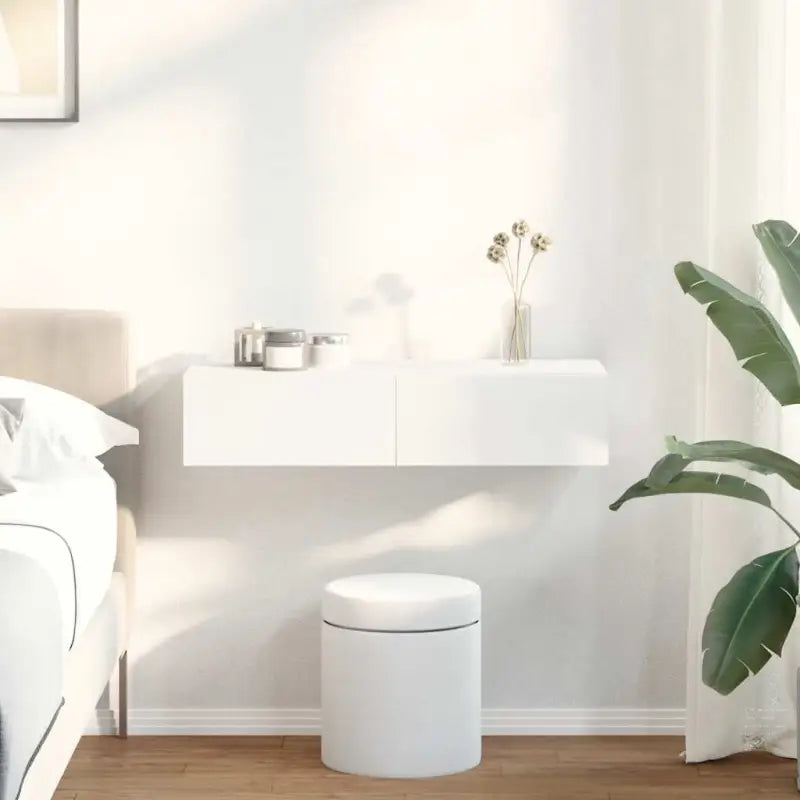 Wandplank met lades van bewerkt hout voor een praktische inrichting - Wit / 80 x 33 x 17 cm / 1 - Wandplanken