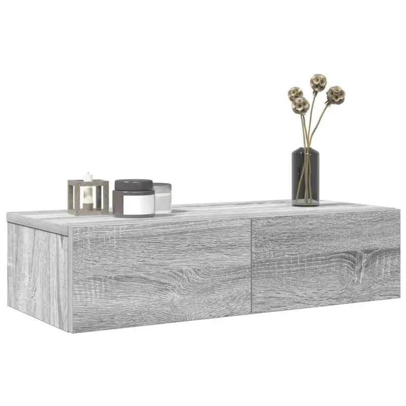 Wandplank met lades van bewerkt hout voor een praktische inrichting - Grijs sonoma / 60 x 26.5 x 15 cm / 1 - Wandplanken