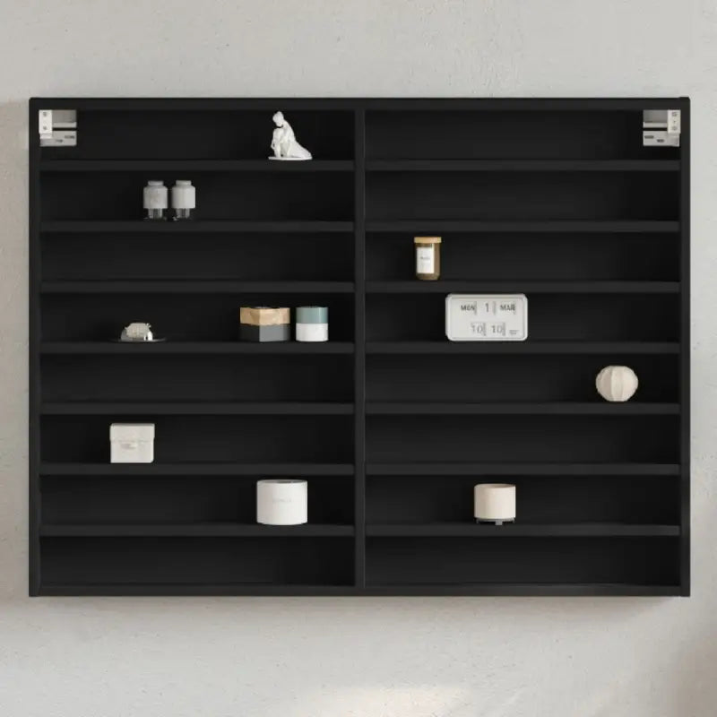 Wandplank van bewerkt hout in grijs sonoma voor modern interieur - Zwart / 100 x 8.5 x 75 cm / 1 - Wandplanken