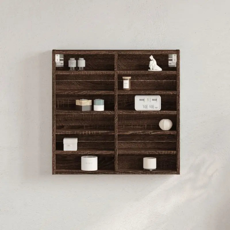 Wandplank van bewerkt hout in grijs sonoma voor modern interieur - bruin eikenkleur / 60 x 8.5 x 58 cm / 1 - Wandplanken