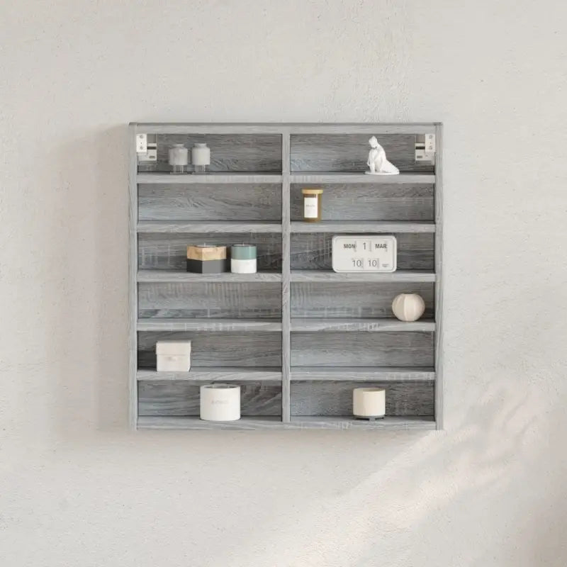Wandplank van bewerkt hout in grijs sonoma voor modern interieur - Grijs sonoma / 60 x 8.5 x 58 cm / 1 - Wandplanken