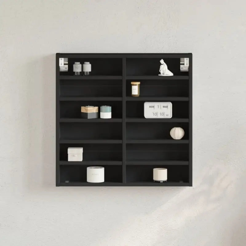 Wandplank van bewerkt hout in grijs sonoma voor modern interieur - Zwart / 60 x 8.5 x 58 cm / 1 - Wandplanken