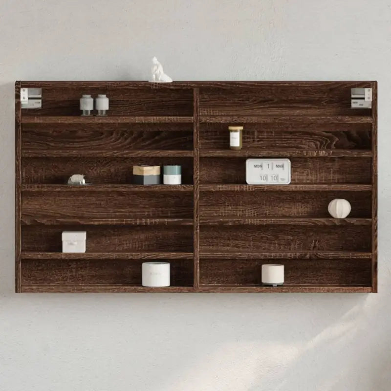 Wandplank van bewerkt hout in grijs sonoma voor modern interieur - bruin eikenkleur / 100 x 8.5 x 58 cm / 1