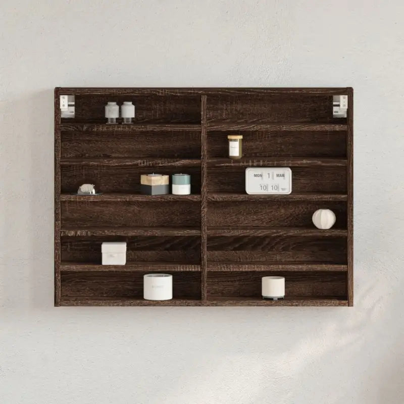 Wandplank van bewerkt hout in grijs sonoma voor modern interieur - bruin eikenkleur / 80 x 8.5 x 58 cm / 1 - Wandplanken