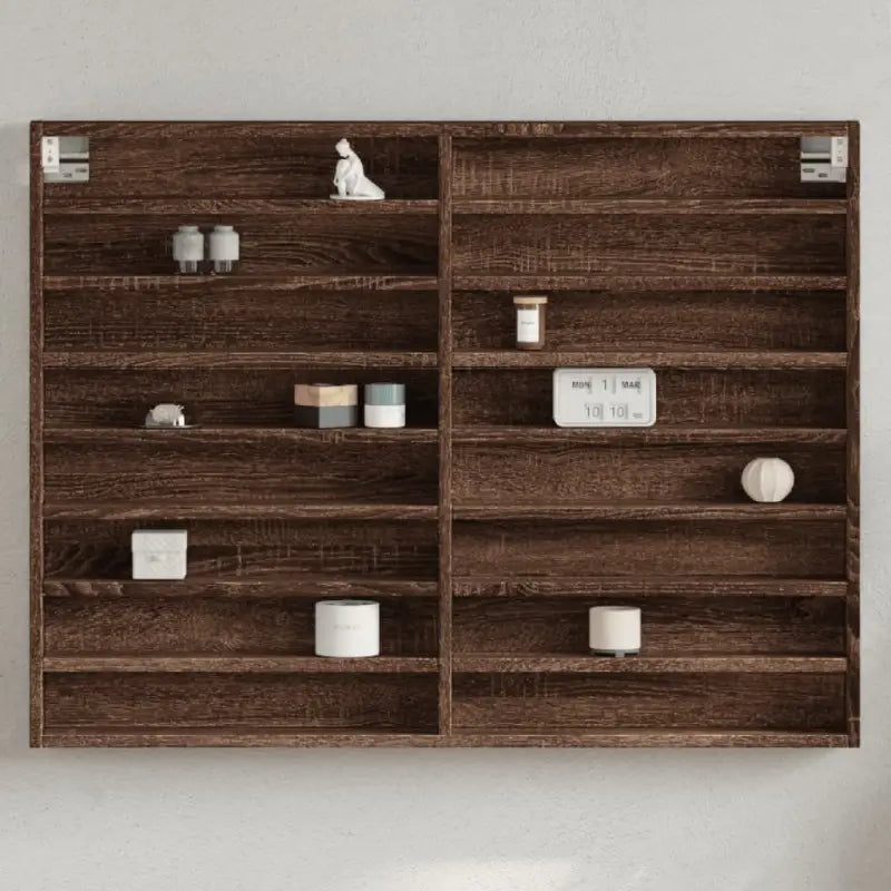 Wandplank van bewerkt hout in grijs sonoma voor modern interieur - bruin eikenkleur / 100 x 8.5 x 75 cm / 1