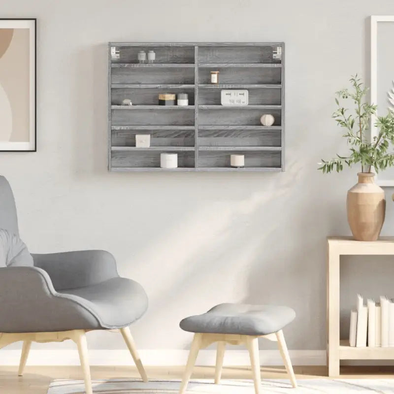 Wandplank van bewerkt hout in grijs sonoma voor modern interieur - Wandplanken