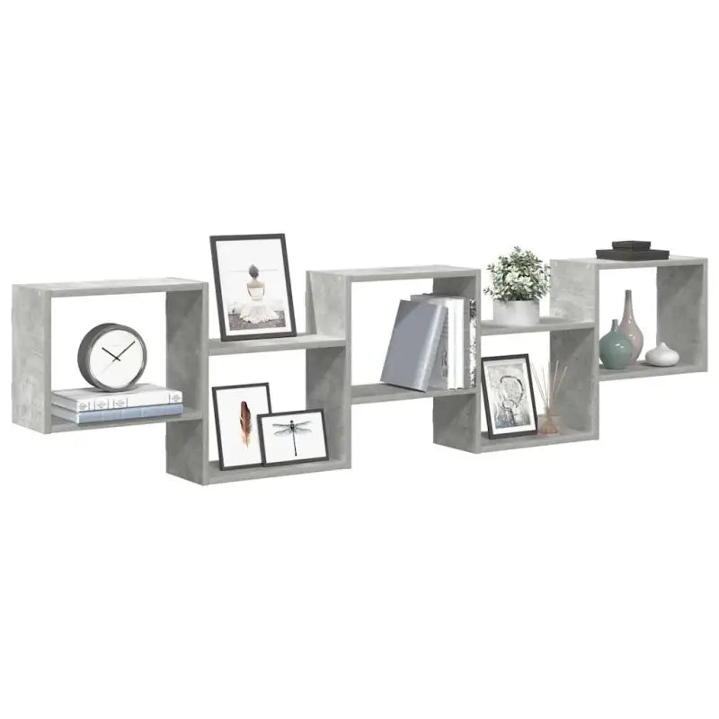 Wandplank van bewerkt hout voor decoratie en praktische opbergruimte - Betongrijs / 1 - Wandplanken