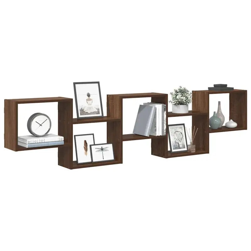 Wandplank van bewerkt hout voor decoratie en praktische opbergruimte - bruin eikenkleur / 1 - Wandplanken