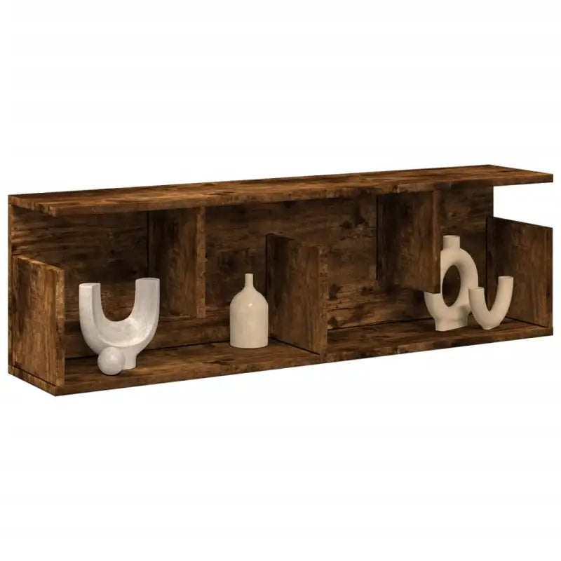 Wandplank van bewerkt hout voor een decoratief en duurzaam interieur - Gerookt eiken / 100 x 20 x 30 cm / 1