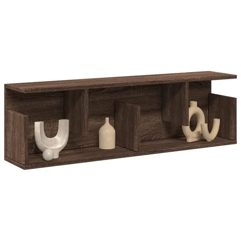 Wandplank van bewerkt hout voor een decoratief en duurzaam interieur - bruin eikenkleur / 100 x 20 x 30 cm / 1