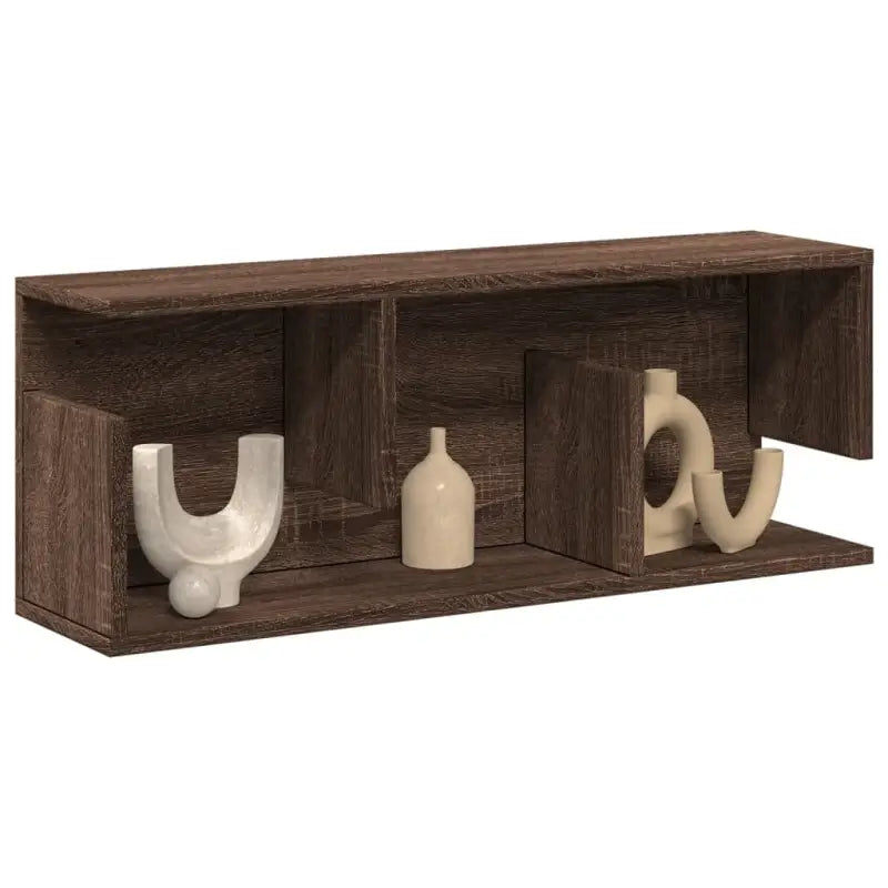 Wandplank van bewerkt hout voor een decoratief en duurzaam interieur - bruin eikenkleur / 80 x 20 x 30 cm / 1