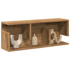 Wandplank van bewerkt hout voor een decoratief en duurzaam interieur - artisanaal eikenkleurig / 80 x 20 x 30 cm / 1