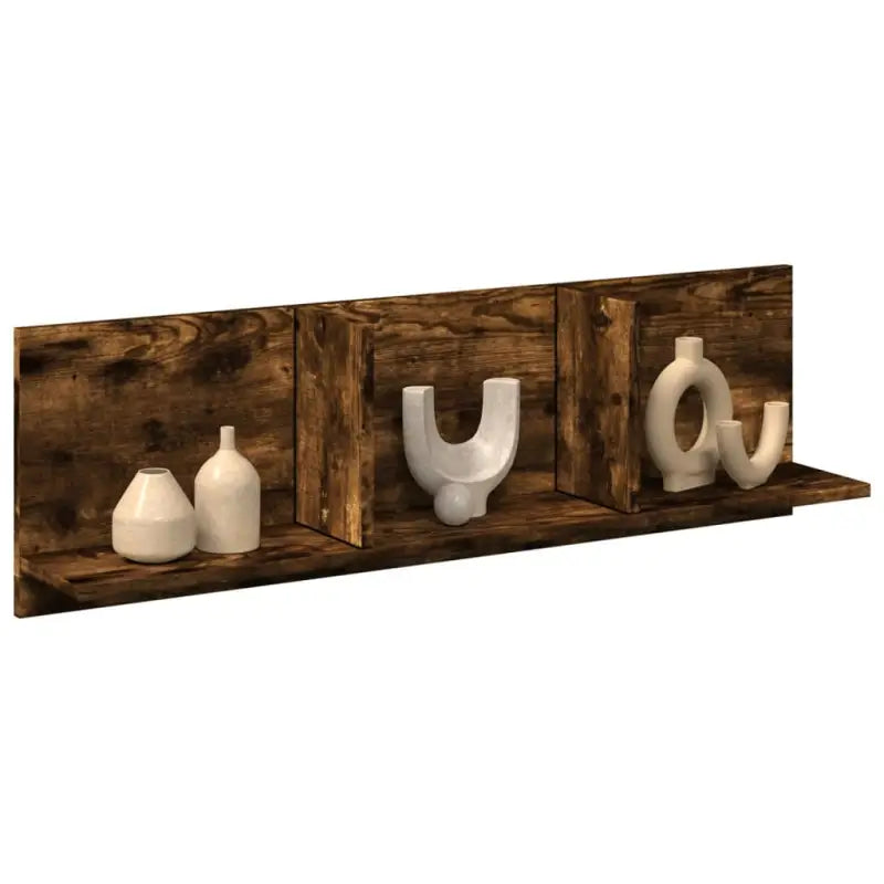Wandplank van bewerkt hout voor een duurzame en praktische interieurstijl - Gerookt eiken / 100 x 16.5 x 30 cm / 1