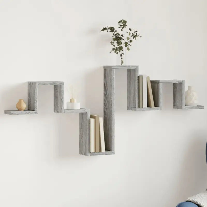 Wandplank van bewerkt hout voor muurdecoratie en opbergruimte - Grijs sonoma / 1 - Wandplanken