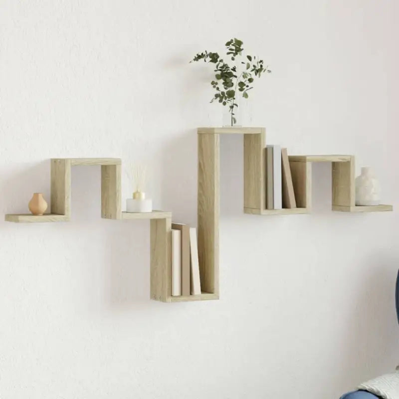 Wandplank van bewerkt hout voor muurdecoratie en opbergruimte - Sonoma eiken / 1 - Wandplanken