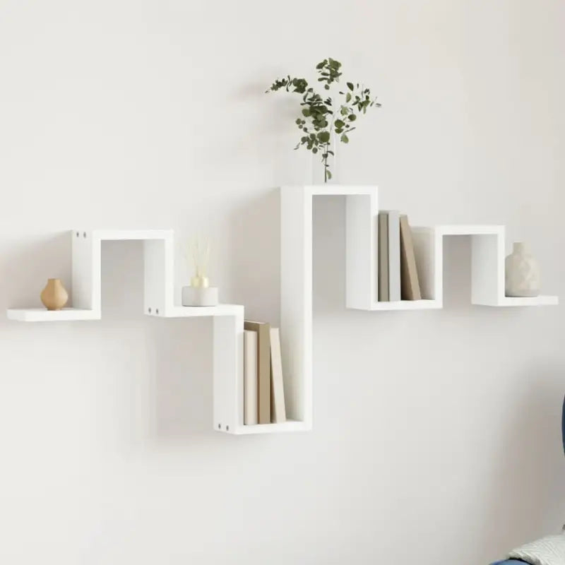 Wandplank van bewerkt hout voor muurdecoratie en opbergruimte - Wit / 1 - Wandplanken