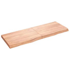 Wandplank van massief eikenhout met natuurlijke rand voor extra opbergruimte - Lichtbruin / 140 x 50 x 6 cm / 1