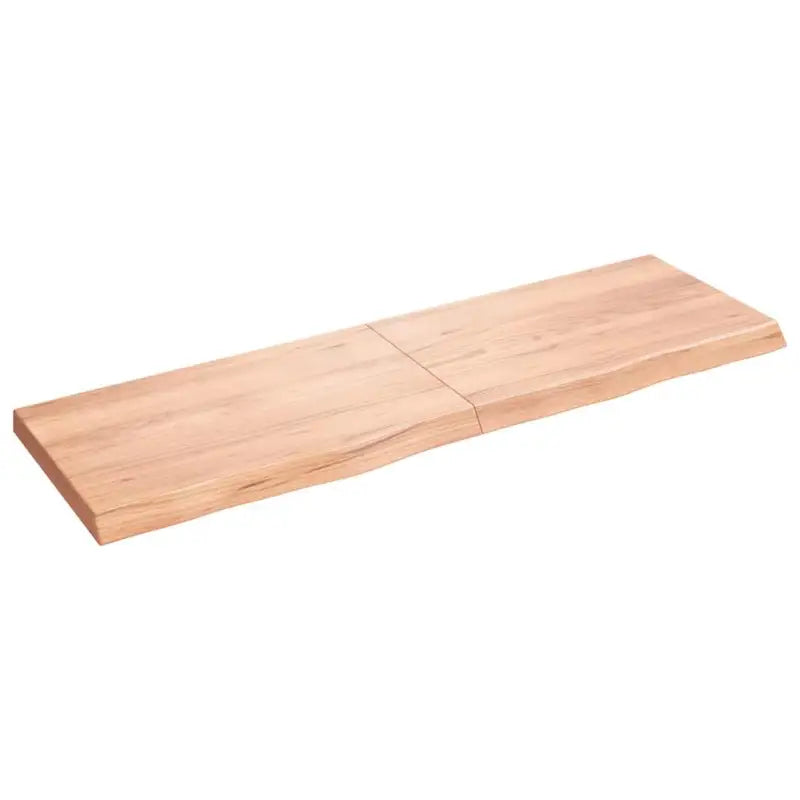 Wandplank van massief eikenhout met natuurlijke rand voor extra opbergruimte - Lichtbruin / 160 x 50 x 6 cm / 1
