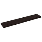 Wandplank van massief eikenhout met natuurlijke rand voor extra opbergruimte - Donkerbruin / 160 x 30 x 6 cm / 1