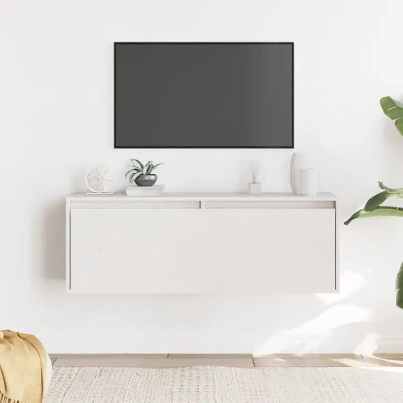 Wandplank van massief grenenhout voor decoratie en opslag - Wit / 1 - Wandplanken