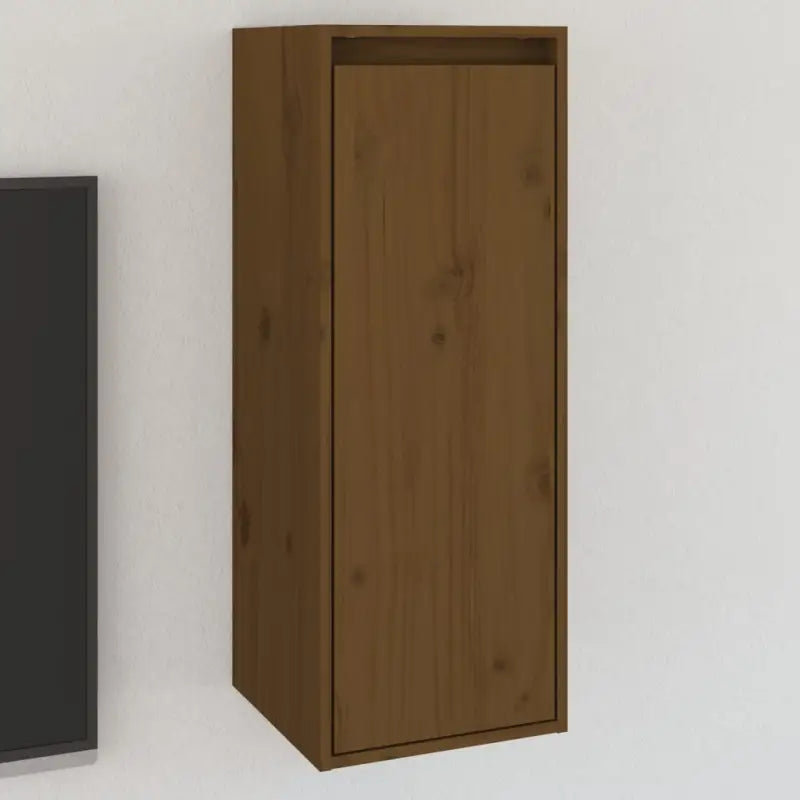 Wandplank van massief grenenhout voor inrichting en televisiegebruik - Honingbruin / 1 - Wandplanken