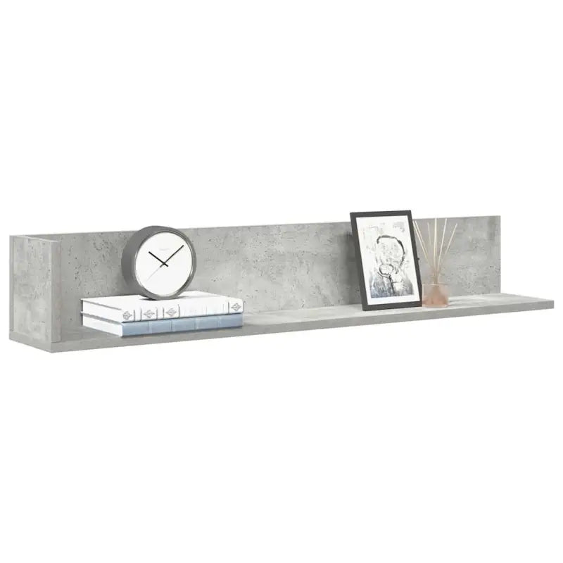 Wandplanken in bewerkt hout voor decoratie en praktische opbergruimte - Betongrijs / 100 x 16.5 x 16.5 cm / 1