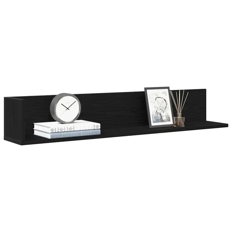 Wandplanken in bewerkt hout voor decoratie en praktische opbergruimte - Zwart / 100 x 16.5 x 16.5 cm / 1 - Wandplanken