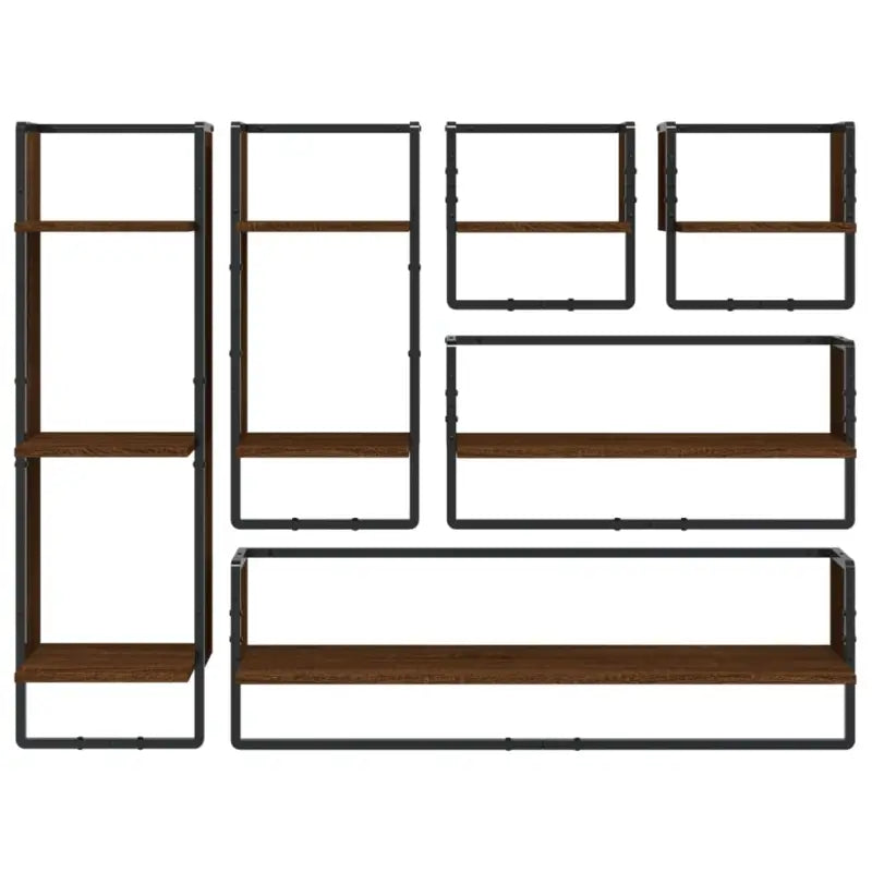 Wandplanken van bewerkt hout voor een stijlvolle en praktische muuropslag - bruin eikenkleur / 6 / 1 - Wandplanken