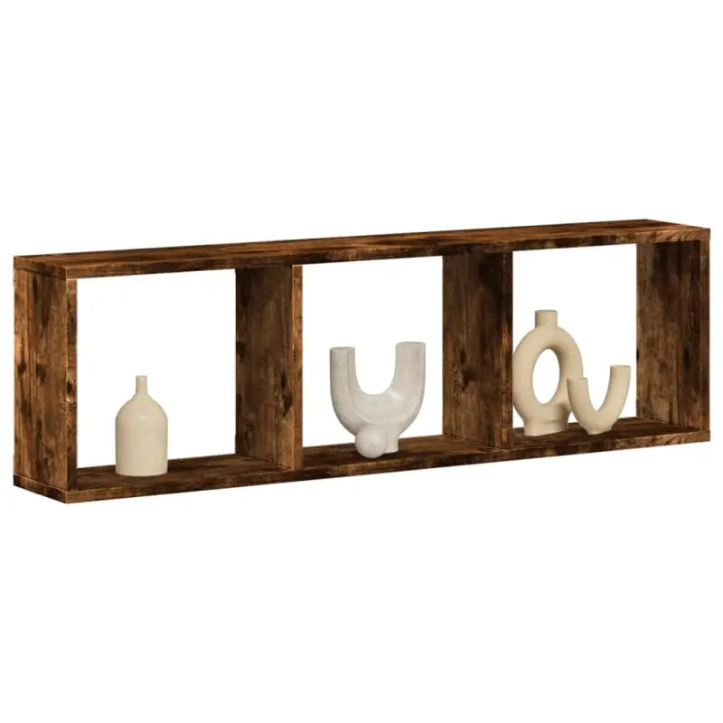 Wandplanken van bewerkt hout voor een stijvolle en praktische muurdecoratie - Gerookt eiken / 100 x 16 x 30 cm / 1