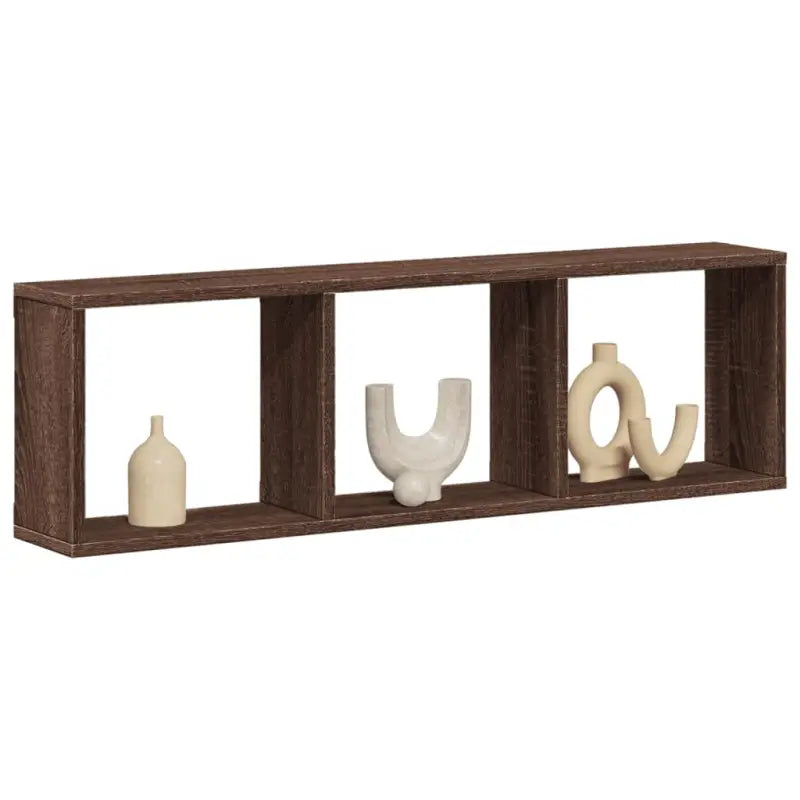 Wandplanken van bewerkt hout voor een stijvolle en praktische muurdecoratie - bruin eikenkleur / 100 x 16 x 30 cm / 1
