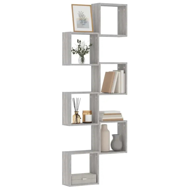 Wandplanken van bewerkt hout voor stijl en maximale binnenruimte - Grijs sonoma / 6 / 1 - Wandplanken