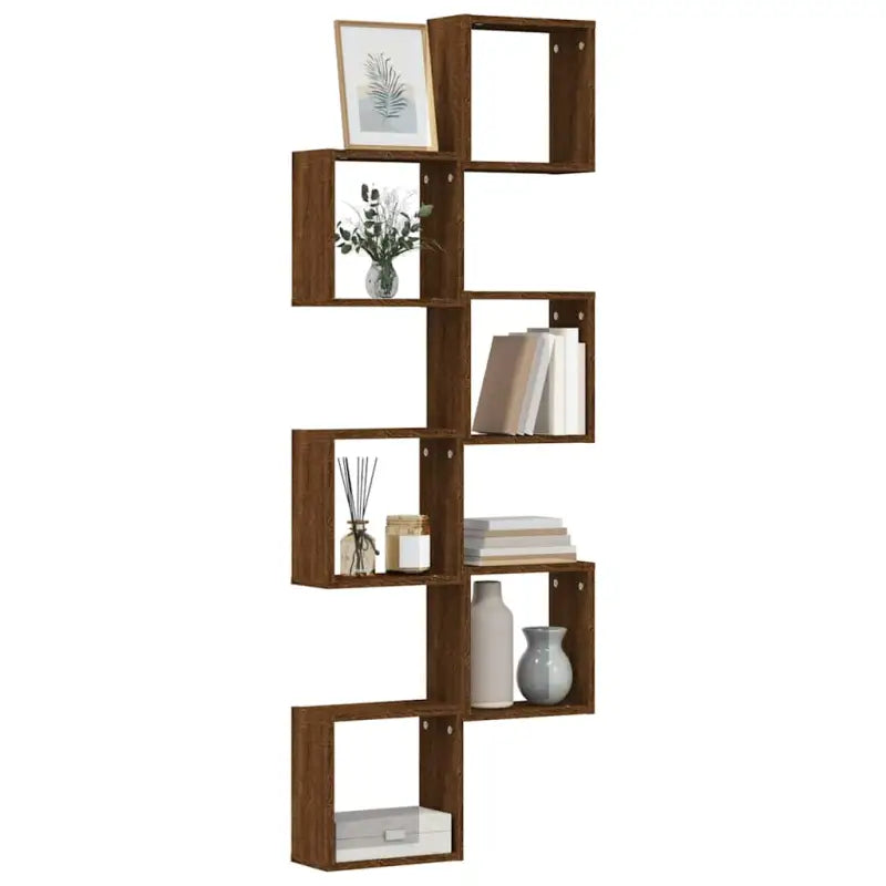 Wandplanken van bewerkt hout voor stijl en maximale binnenruimte - bruin eikenkleur / 6 / 1 - Wandplanken