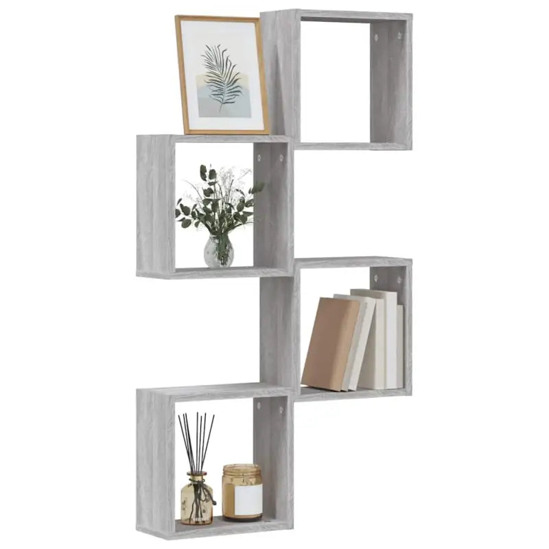 Wandplanken van bewerkt hout voor stijl en maximale binnenruimte - Grijs sonoma / 4 / 1 - Wandplanken