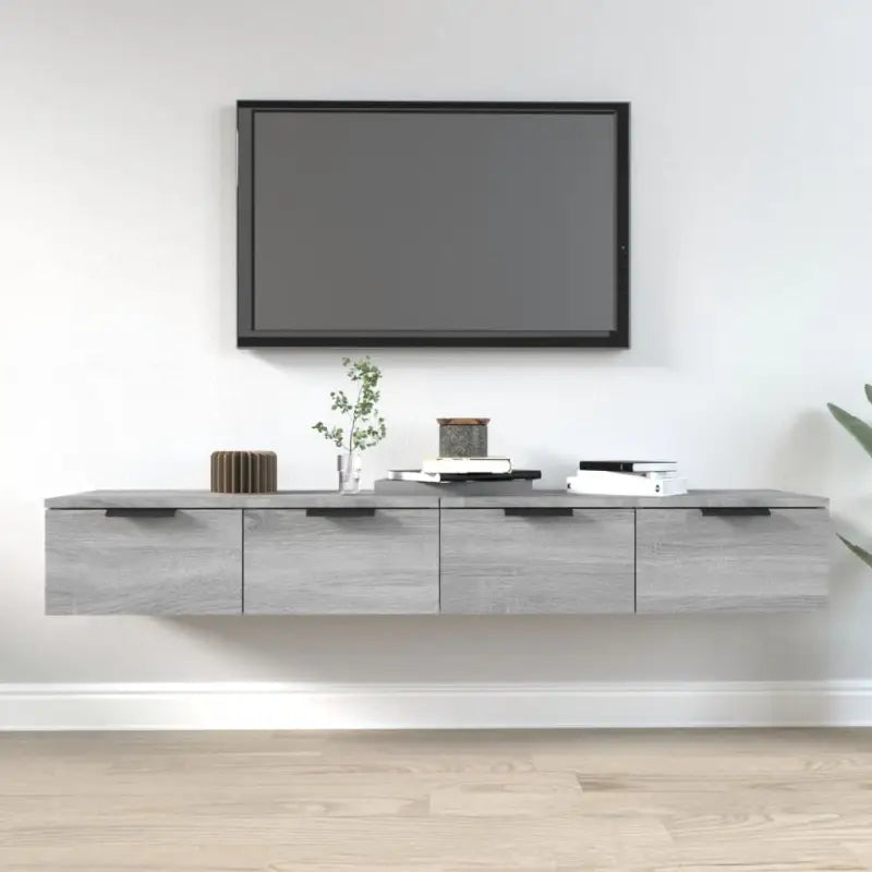 Wandplanken van grijs sonoma eiken voor een strakke woonkamer uitstraling - Grijs sonoma / 2 / 1 - Wandplanken