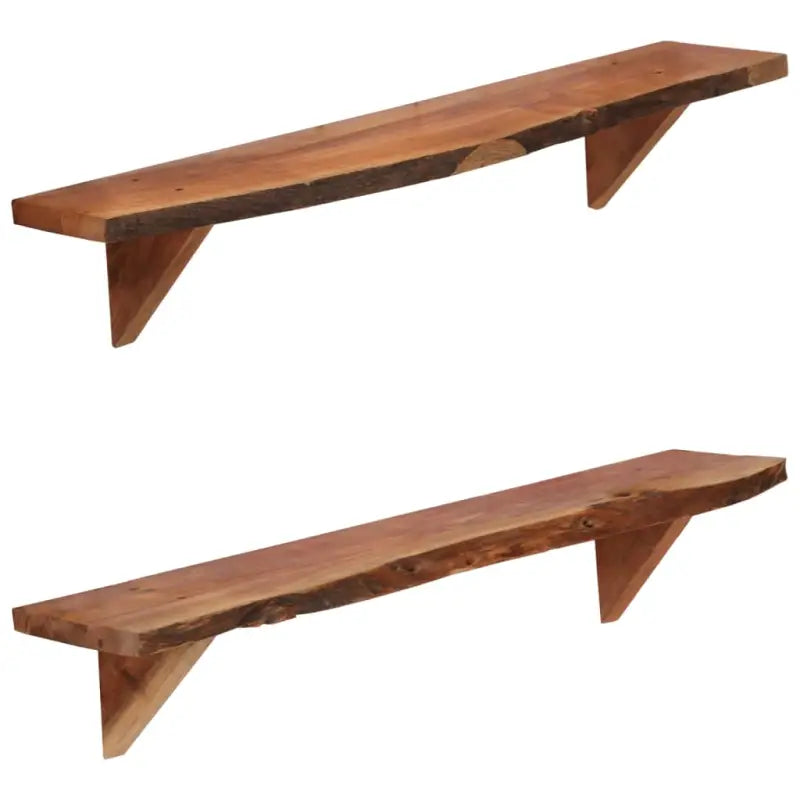 Wandplanken van massief acaciahout met rustieke charme - 90 x 20 x 18 cm / 2 / 1 - Wandplanken
