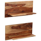 Wandplanken van massief acaciahout voor een natuurlijke look - 58 x 26 x 20 cm / 2 / 1 - Wandplanken
